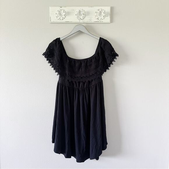 Torrid Black Off Shoulder Jersey Lace Dress NEW - Picture 1 of 7